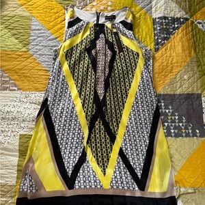 Limited Edition Dana Buchman Yellow and Black Patterned Dress